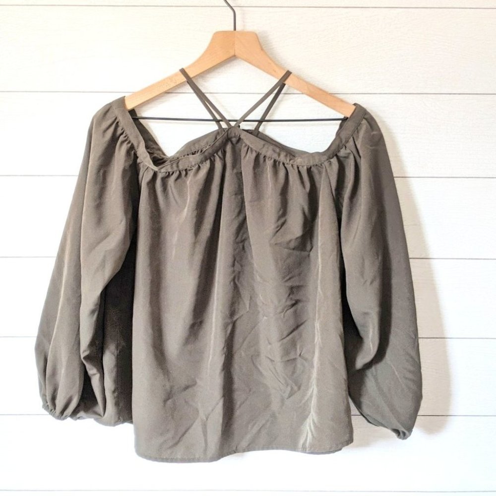 BP Olive Off-Shoulder Blouse